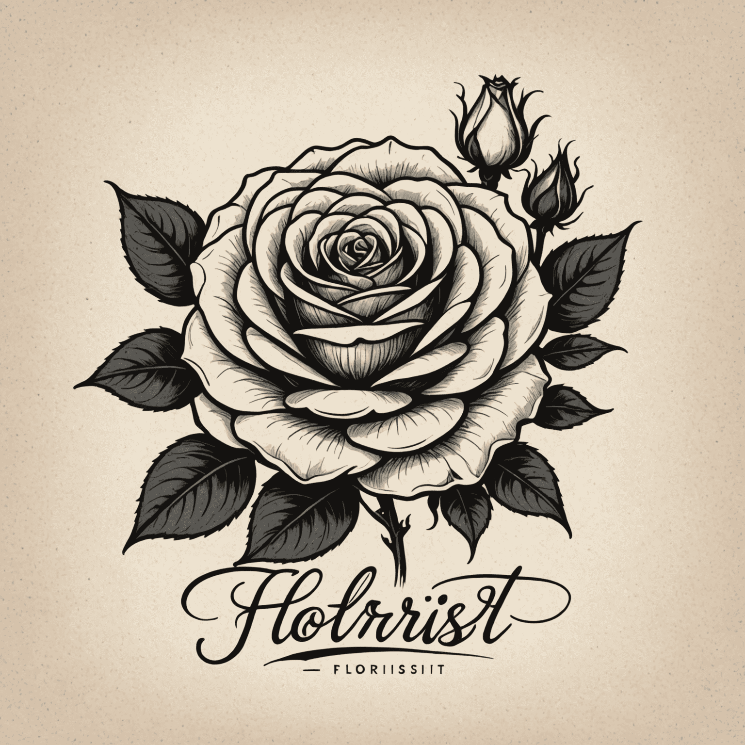 Elegant hand-drawn logo of a rose with 'Florist-IT' text in cursive