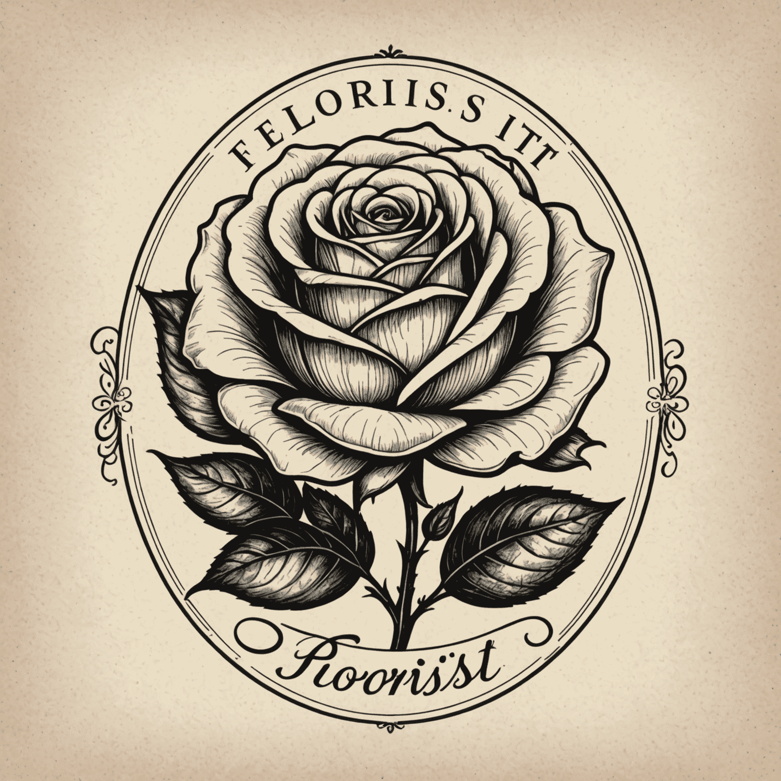 Elegant hand-drawn logo of a rose with 'Florist-IT' text in cursive