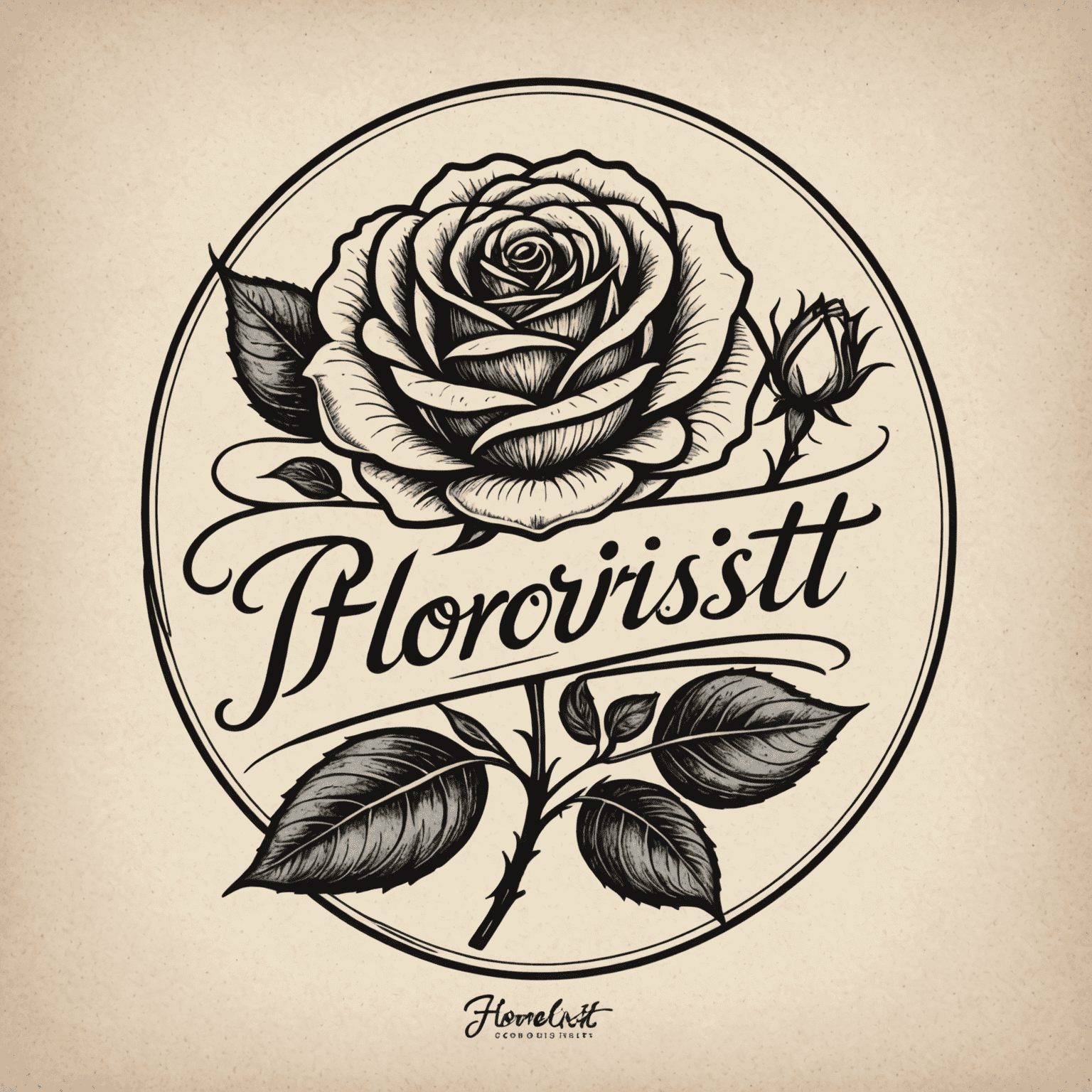 Elegant hand-drawn logo of a rose with 'Florist-IT' text in cursive