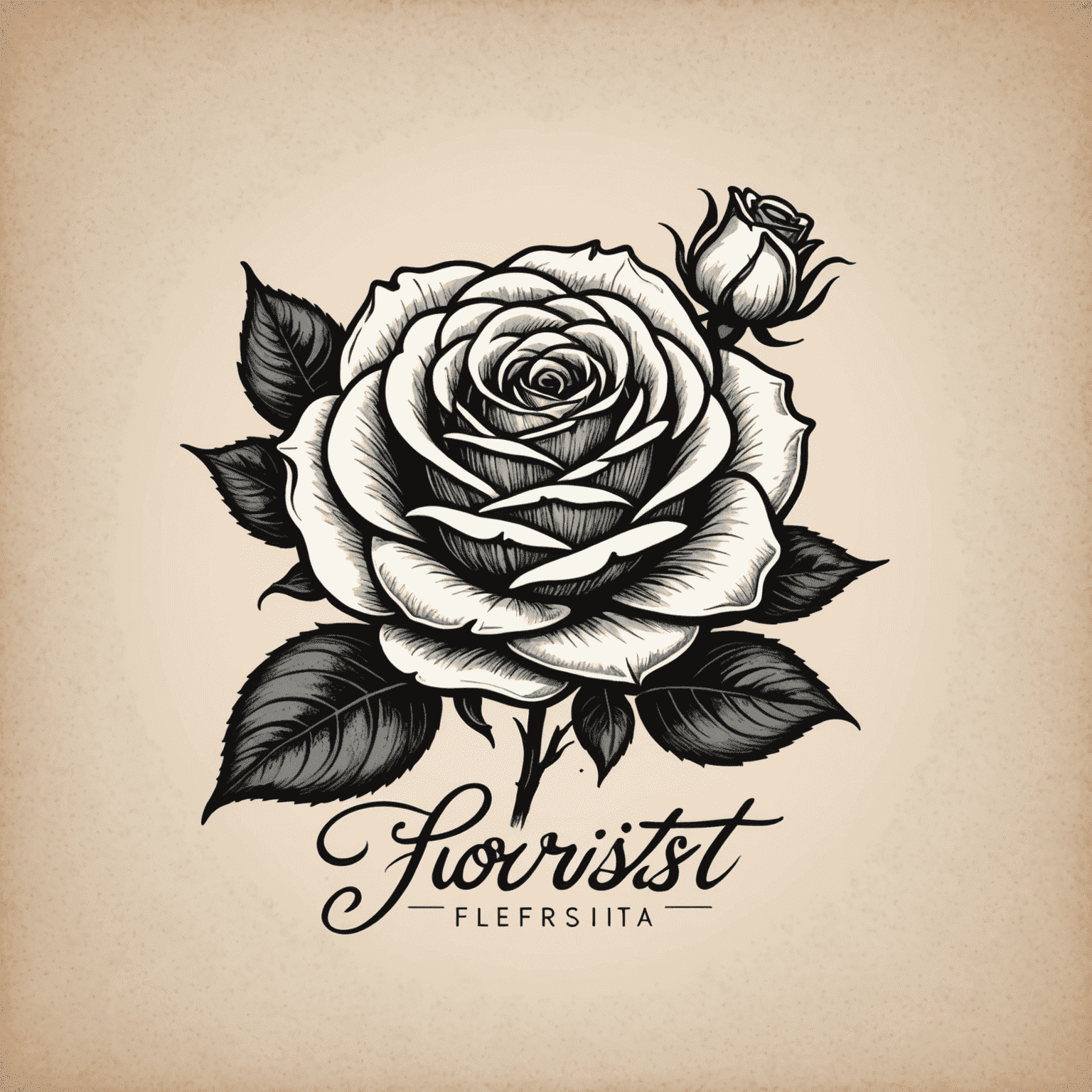 Elegant hand-drawn logo of a rose with 'Florist-IT' text in cursive