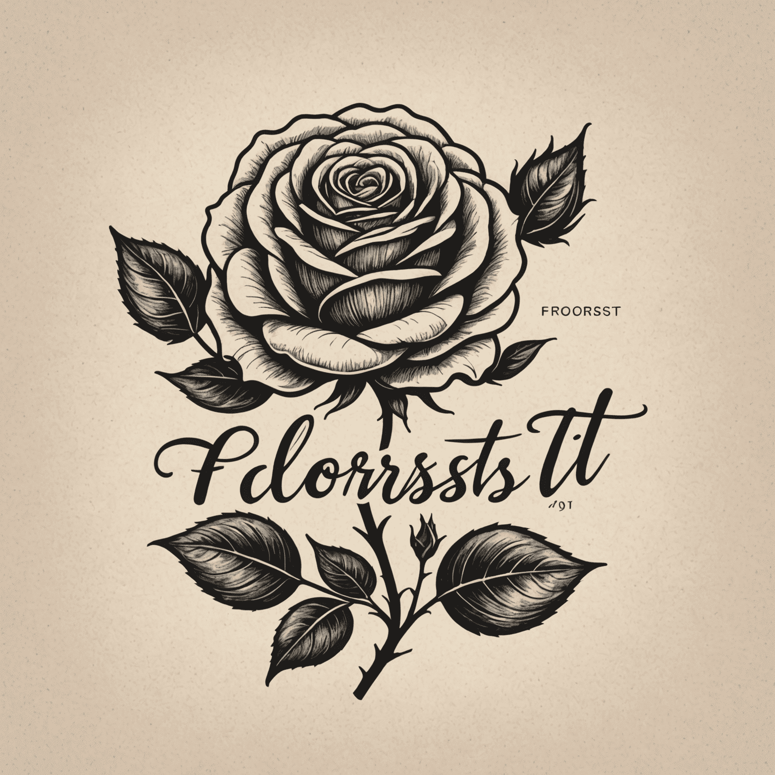 Elegant hand-drawn logo of a rose with 'Florist-IT' text in cursive