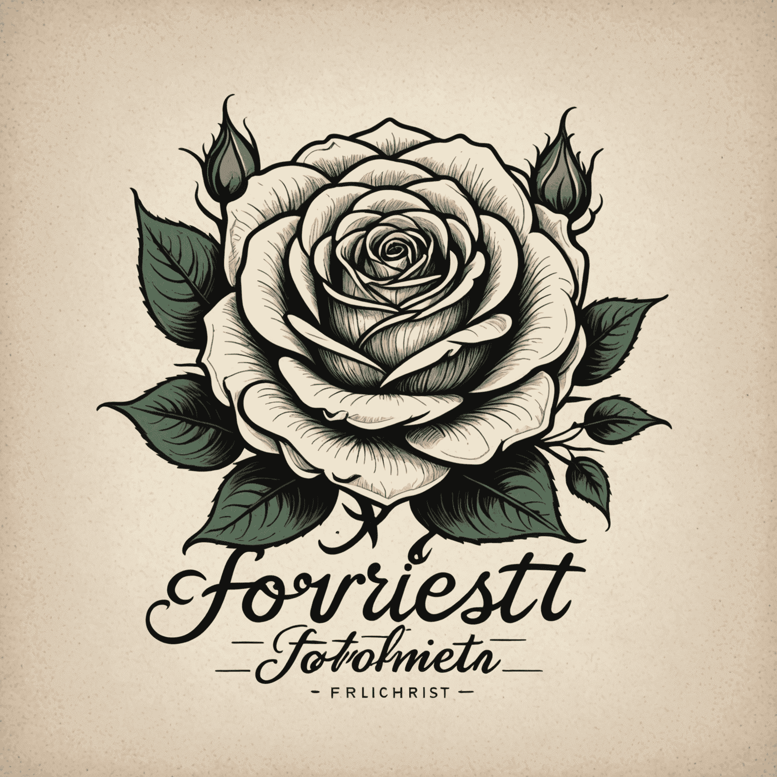 Elegant hand-drawn logo of a rose with 'Florist-IT' text in cursive