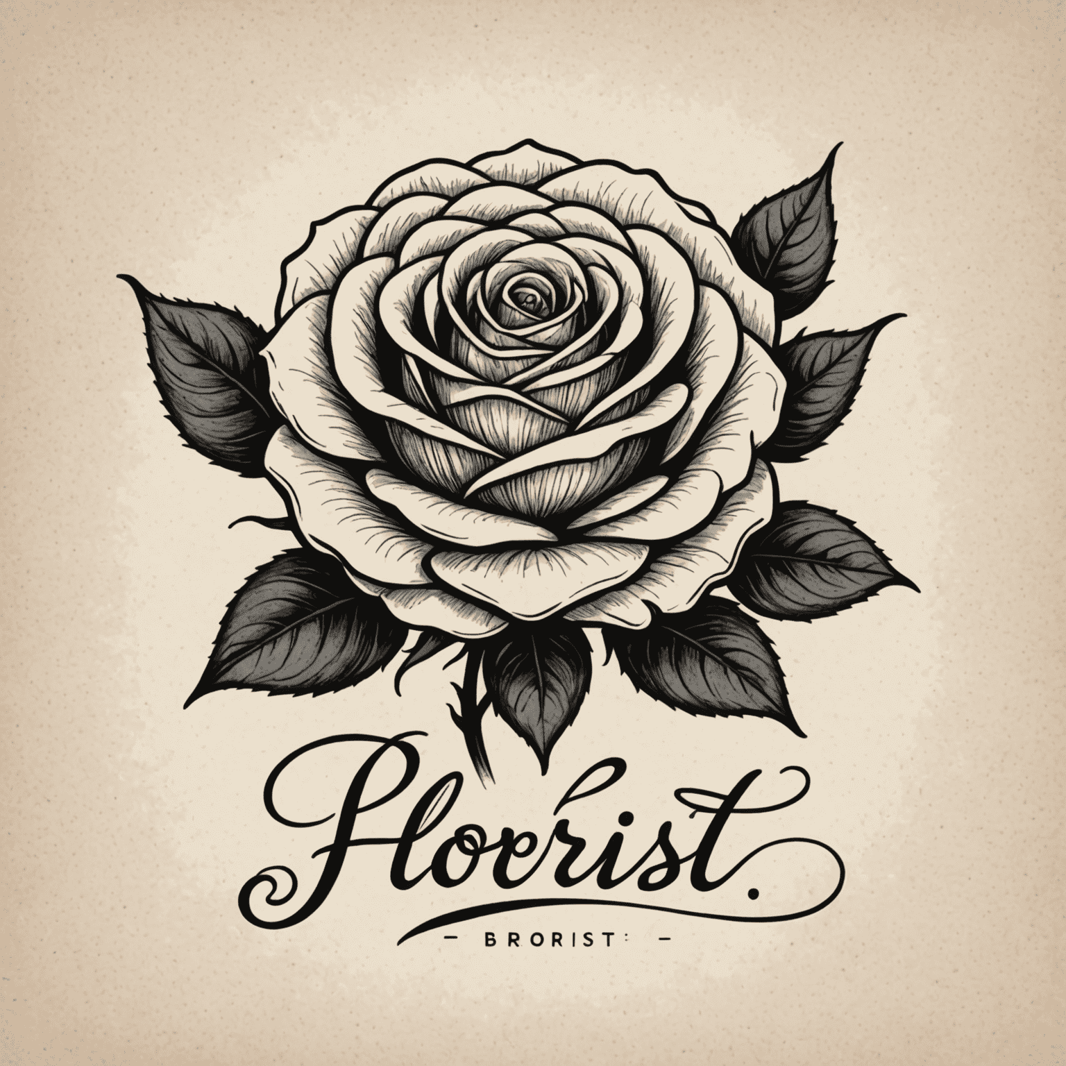 Elegant hand-drawn logo of a rose with 'Florist-IT' text in cursive