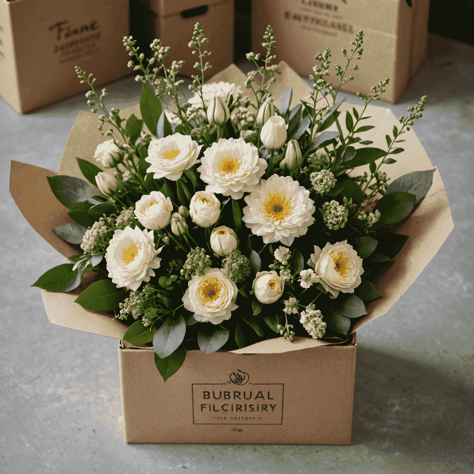 A beautiful arrangement of locally-sourced flowers in eco-friendly packaging, showcasing our commitment to sustainable floristry