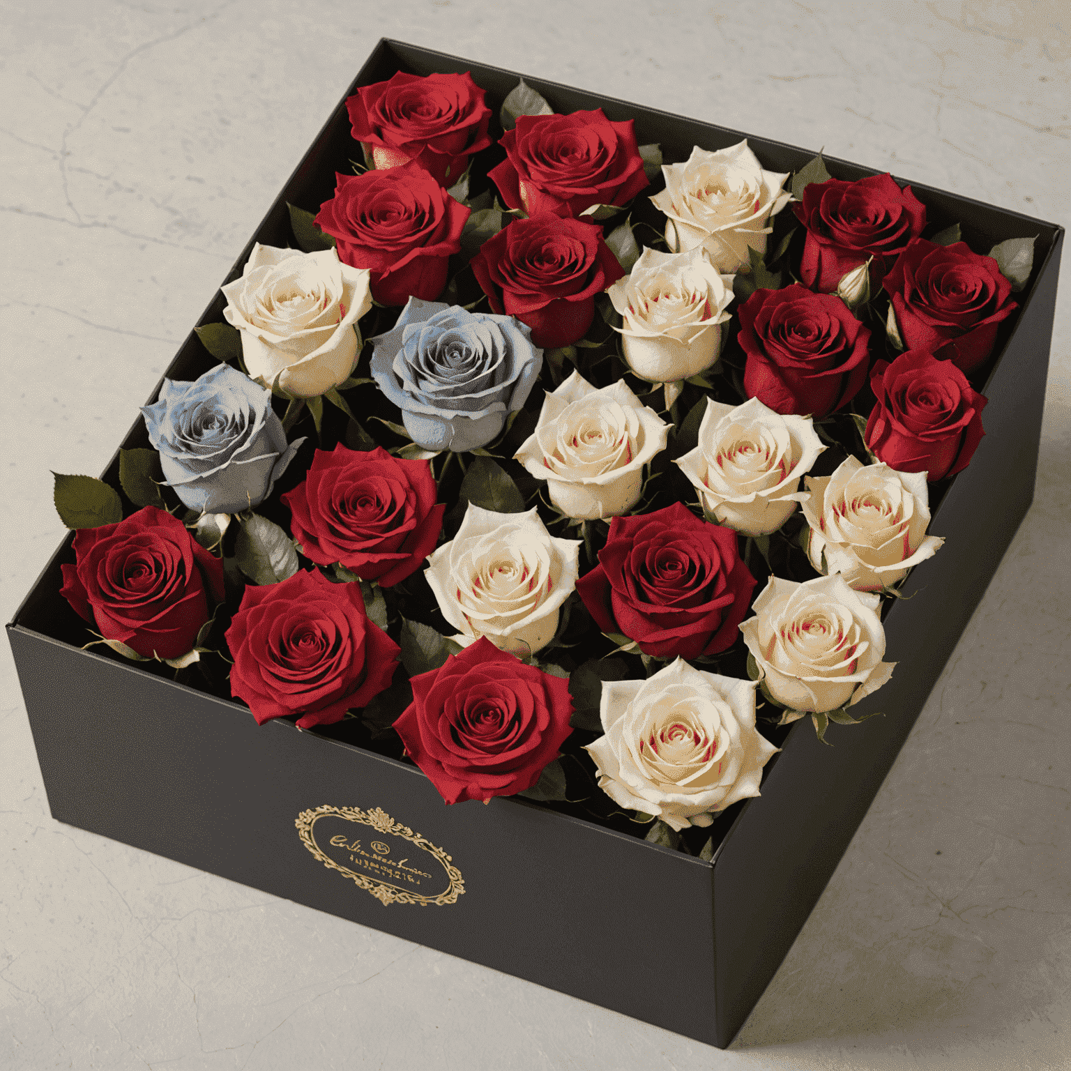 An elegant display of preserved roses in various colors and arrangements, showcasing their timeless beauty in luxury boxes and vases
